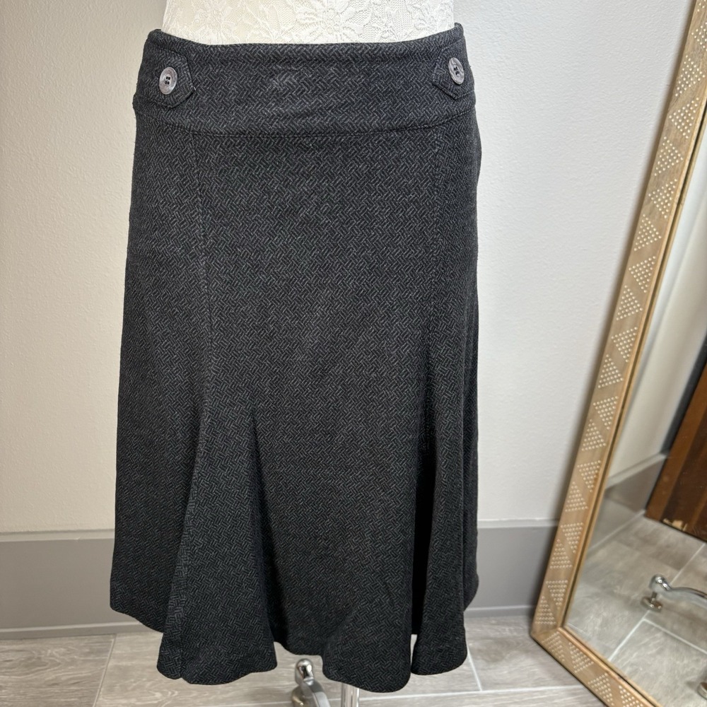 Ann Taylor Womens 2 Black Midi Skirt Office Career Dark Academia Rayon Blend
